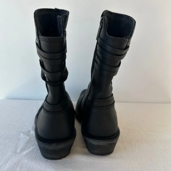 Harley Davidson Womens Black Leather Biker Boots Square Toe Side Zip Size 8.5 - Picture 7 of 8